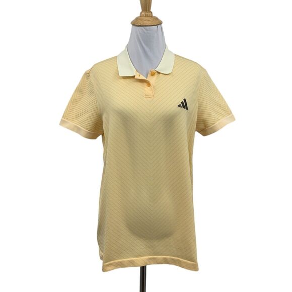 Adidas Shirt Womens M Medium Orange Button Placket Short Sleeve Golf Polo Knit - Picture 1 of 13